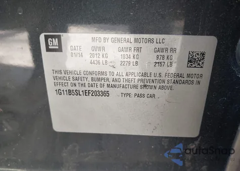 2014 Chevrolet Malibu 1Ls from USA, damaged, VIN 1G11B5SL1EF203365